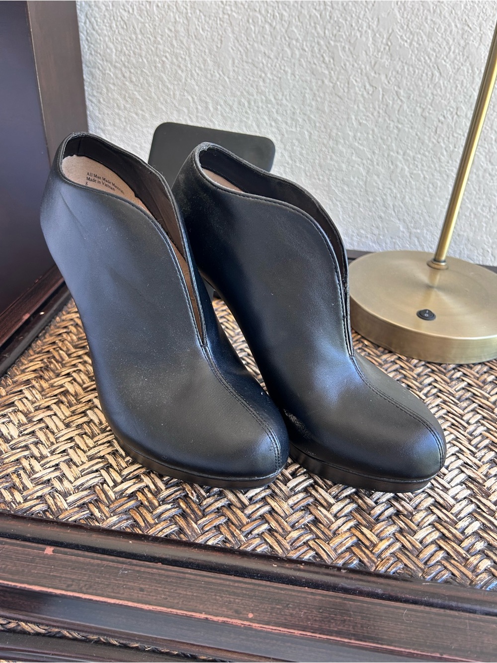 Audrey Brooke Black Leather Ankle Booties